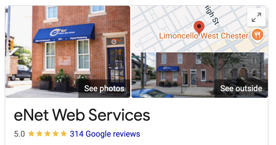 eNet Web Services - 5 Star Ranking on Google