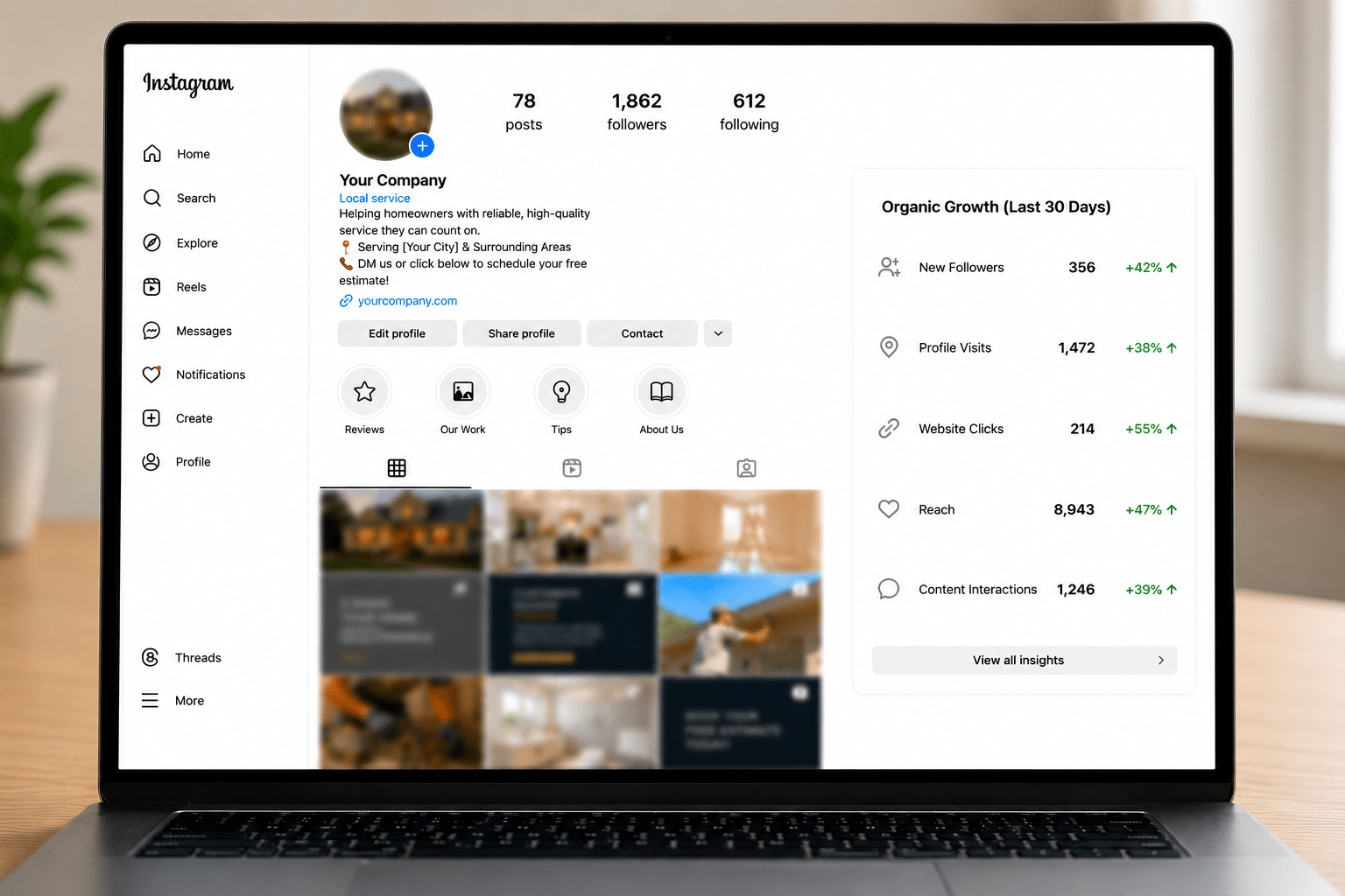 eNet organic social media content