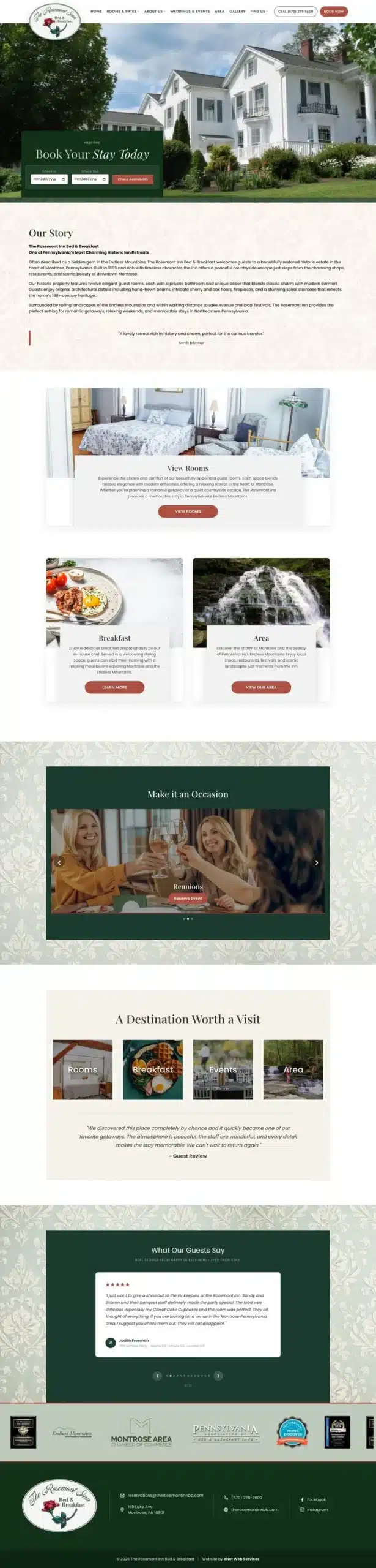 The Rosemont Inn website built by eNet