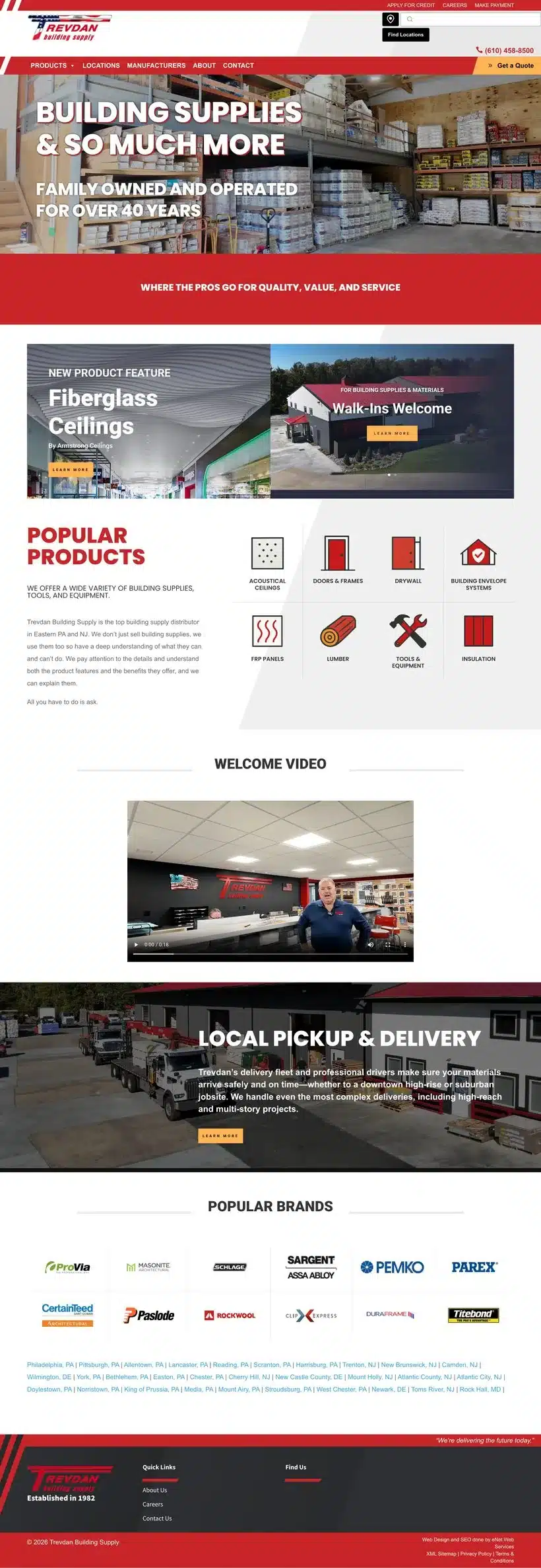 Trevdan Building Supply website built by eNet